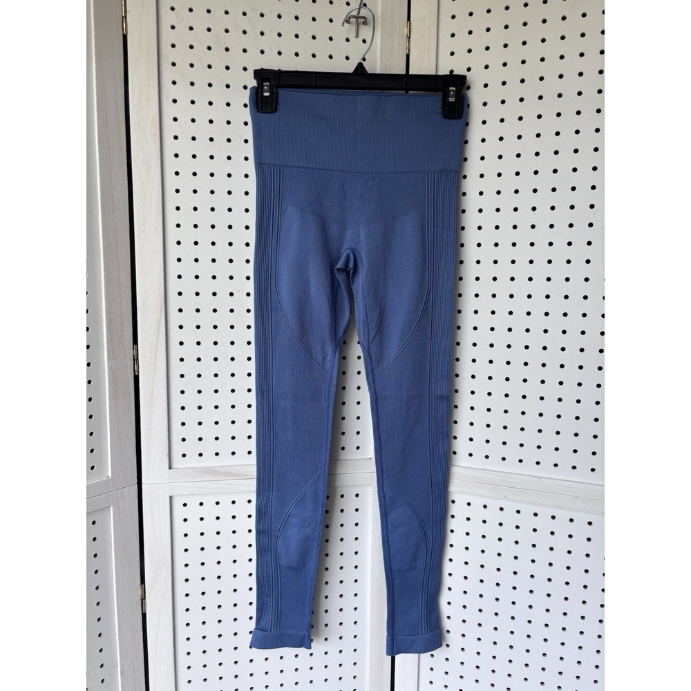 ALALA Seamless Blue Leggingsโ Women's Medium Athletic Yoga Workout Ribbed Detail